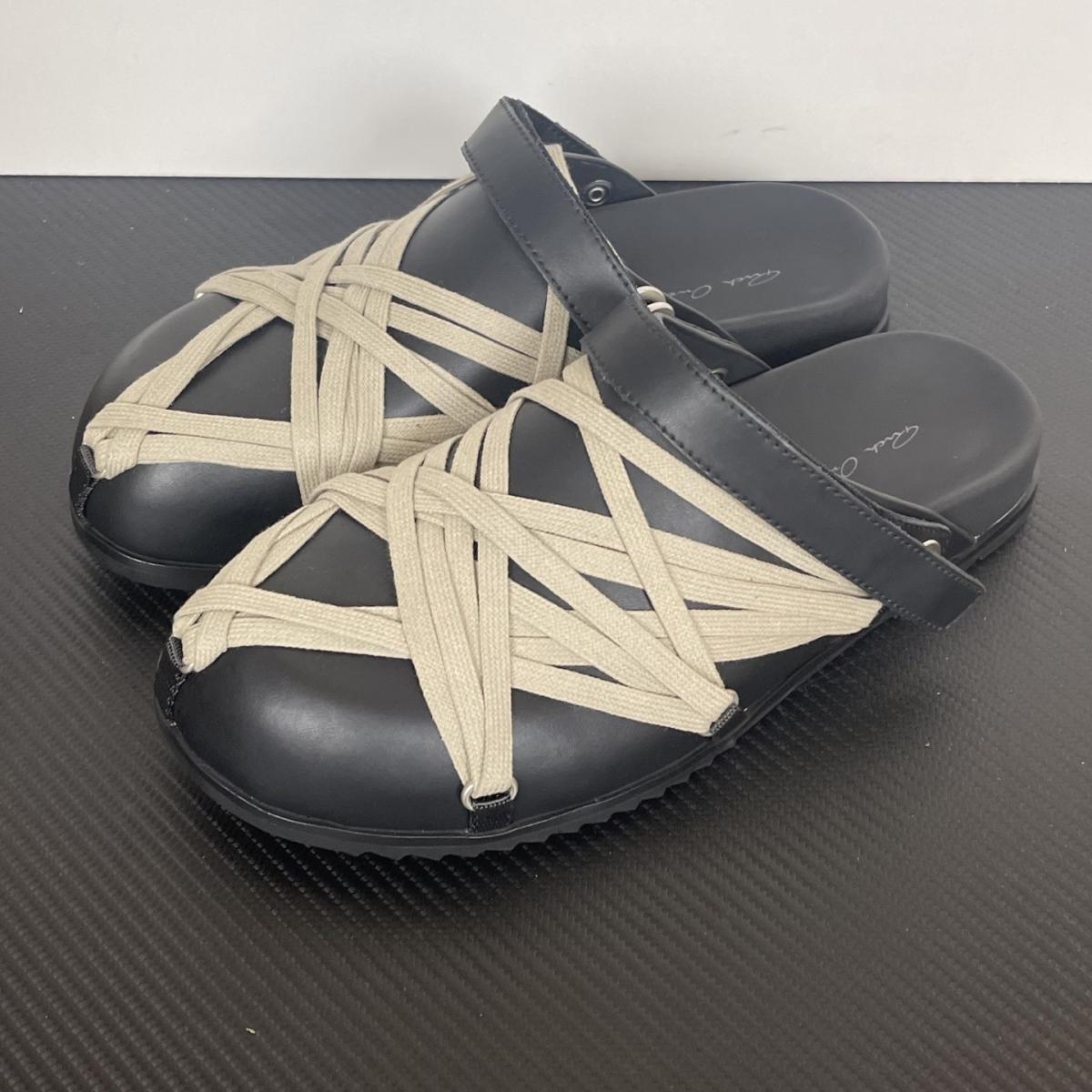 Rick Owens - leather strap crisscross loafers