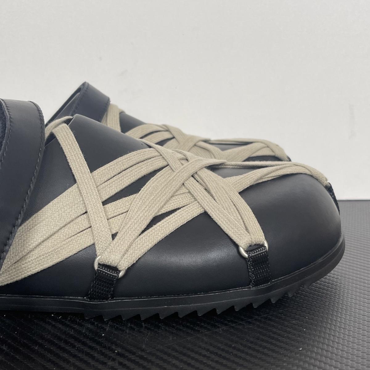 Rick Owens - leather strap crisscross loafers
